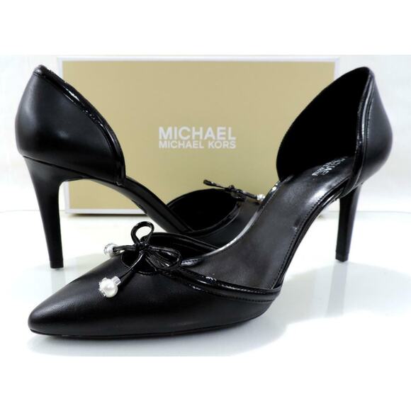 Michael Kors Gia Flex D'Orsay Pump Heels Pointy Toe Leather Black - Picture 5 of 9
